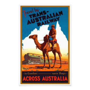 Trans-Australisch treinreisposter Foto Afdruk