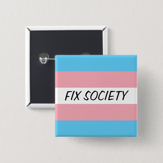 Trans-Button: Fix Society Vierkante Button 5,1 Cm (Voorkant /achterkant)