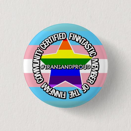 (TRANS) Certified FinnFam Member Badge Ronde Button 3,2 Cm (Voorkant)