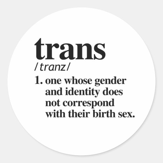 Trans Definition T-shirt Ronde Sticker (Voorkant)