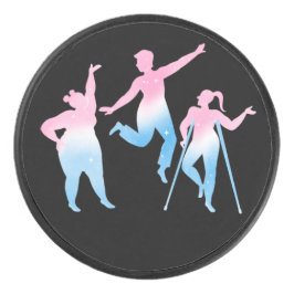 trans disabled design on hockey puck