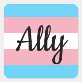 Trans Flag Ally Vierkante Sticker