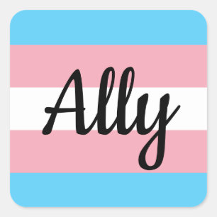 Trans Flag Ally Vierkante Sticker