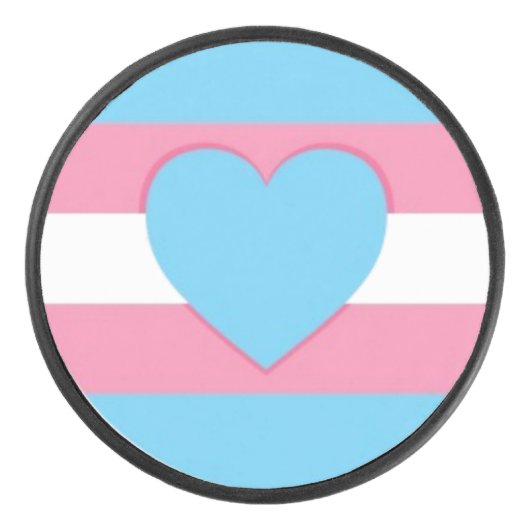trans flag and heart hockey puck (Voorkant)