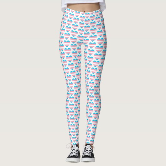 Trans Flag hartpatroon Leggings (Voorkant)