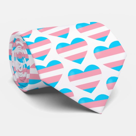 Trans Flag hartpatroon Stropdas (Opgerold)