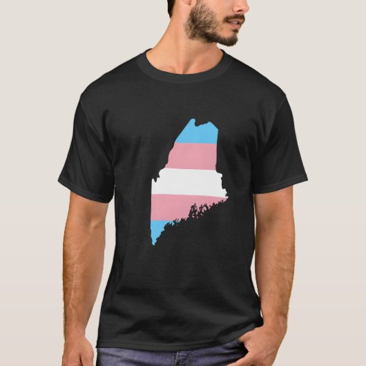 Trans Flag Maine LGBT trots ondersteuning grappig T-shirt (Voorkant)