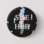  Trans Flag Pronoun Ice Cream Button (Voorkant)