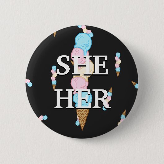  Trans Flag Pronoun Ice Cream Button (Voorkant)