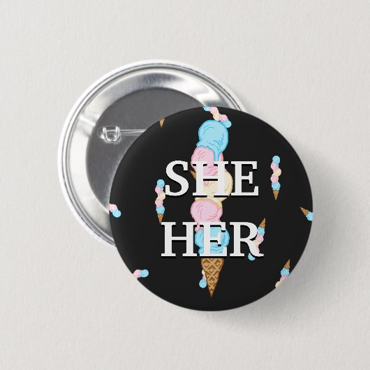 Trans Flag Pronoun Ice Cream Button (Voorkant /achterkant)