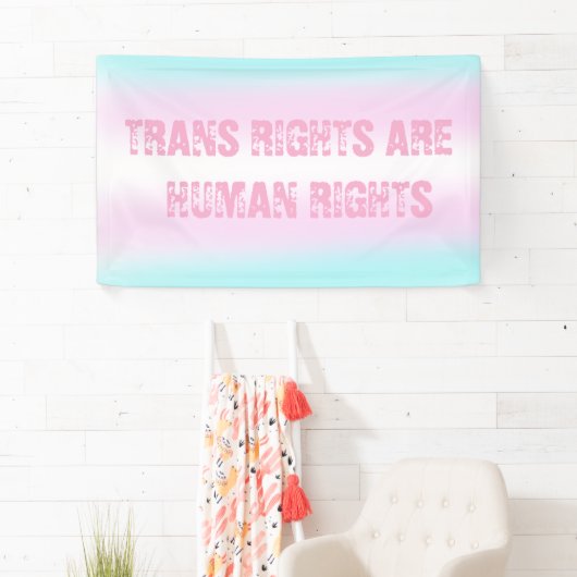 Trans Flag slogan Trans rechten zijn mensenrechten Spandoek (Insitu)