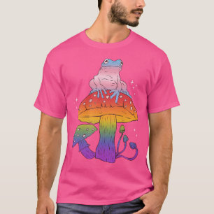 Trans Frog On Pride Mushroom CottageCore LGBT-vlag T-shirt