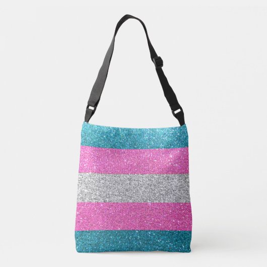 Trans Gay Pride Flag Glitter Stripes LGBTQ Love Crossbody Tas (Achterkant)