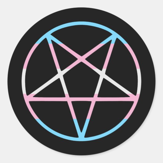 trans gay pride flag pentagram transgender ronde sticker (Voorkant)