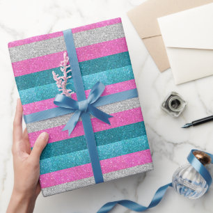 Trans Gay Pride Roze Wit en Blauw Glitter Cadeaupapier