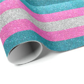 Trans Gay Pride Roze Wit en Blauw Glitter Cadeaupapier (Rol Hoek)