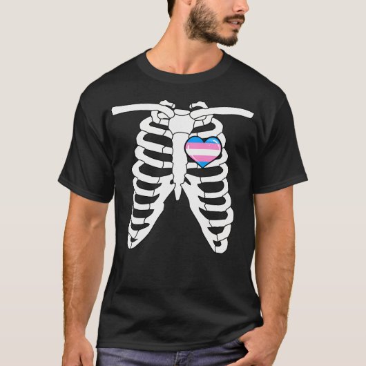 Trans Halloween Grappige Pride Skelet Lgbtq T-shirt (Voorkant)