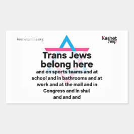 Trans Jews Belong Everywhere Rechthoekige Sticker