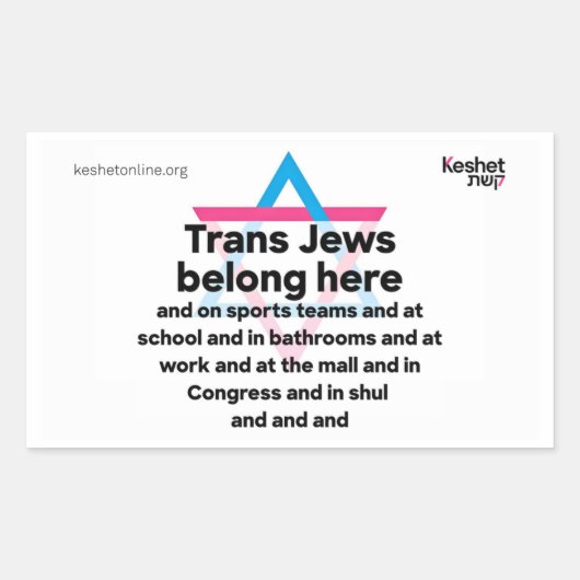 Trans Jews Belong Everywhere Rechthoekige Sticker (Voorkant)