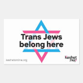 Trans Jews Belong Here sticker (Voorkant)
