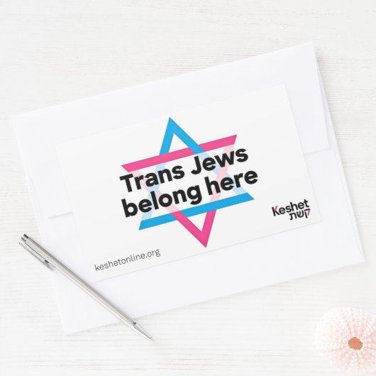 Trans Jews Belong Here sticker (Envelop)