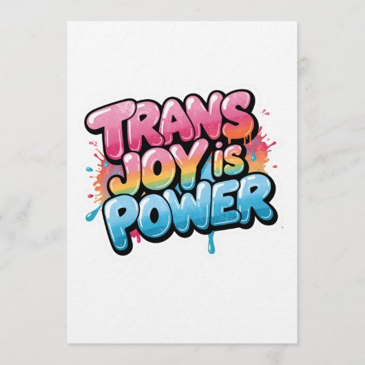 Trans Joy Is Power Art Pride Quote Design Kaart (Voorkant)