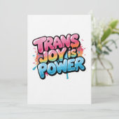 Trans Joy Is Power Art Pride Quote Design Kaart (Staand voorkant)