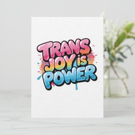 Trans Joy Is Power Art Pride Quote Design Kaart (Staand voorkant)