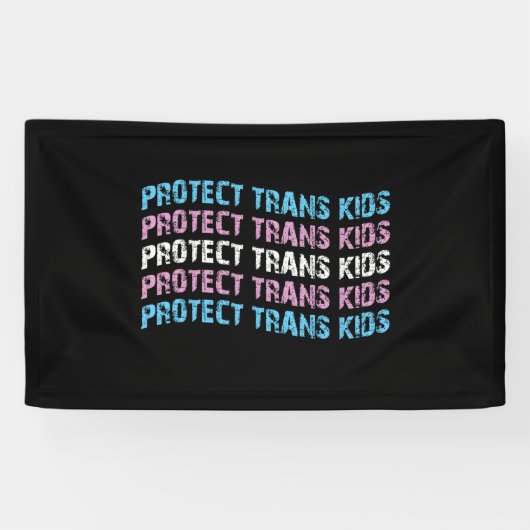 Trans-Kinder beschermen - Transnationale vlaggolve Spandoek (Horizontaal)