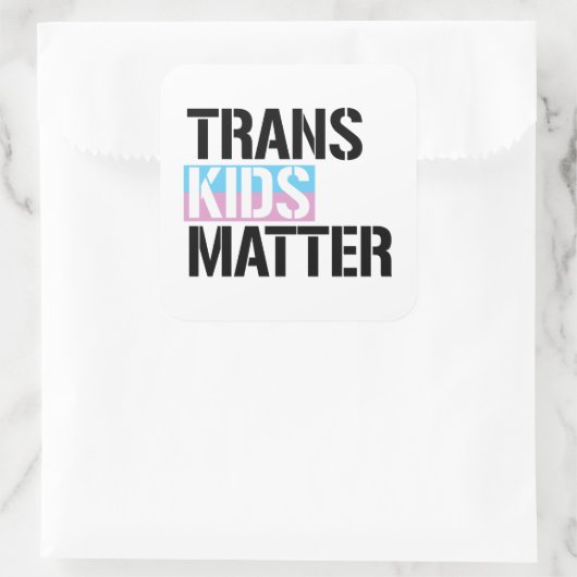 Trans-Kinder materie Vierkante Sticker (Tas)