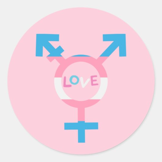 Trans Love Symbol Sticker (Voorkant)