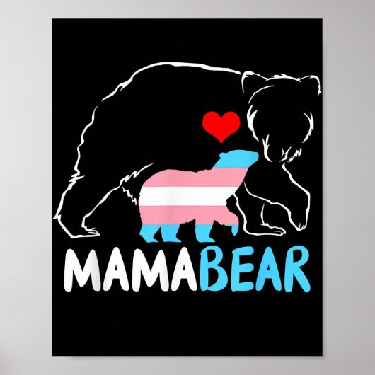 Trans Mama Bear Proud Mom Rainbow Transgender Poster (Voorkant)