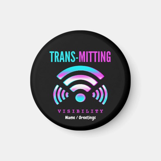 Trans-mitting Visibility Modern Glitch Transgender Magneet (Voorkant)