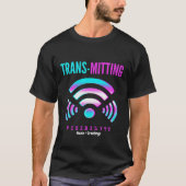 Trans-mitting Visibility Modern Glitch Transgender T-shirt (Voorkant)