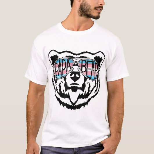 Trans Papa Bear Proud Dad Ally Transgender Rainbow T-shirt (Voorkant)