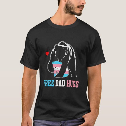 Trans Papa Beer Vrij Pap Hugs Rainbow Transgender T-shirt (Voorkant)