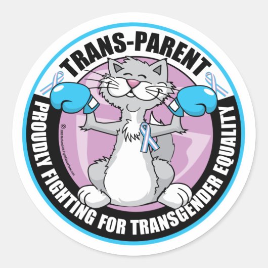 Trans-Parent Cat Fighter Ronde Sticker (Voorkant)