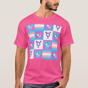 Trans-Patern in trans-Pride vlagkleuren LGBT trans T-shirt