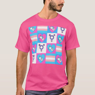 Trans-Patern in trans-Pride vlagkleuren LGBT trans T-shirt