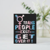 Trans People Exist get over it - Transgender Pride Briefkaart (Staand voorkant)
