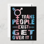 Trans People Exist get over it - Transgender Pride Briefkaart (Voorkant / Achterkant)