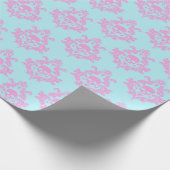 Trans Pink Skull Damask op blauw inpakpapier (Hoek)