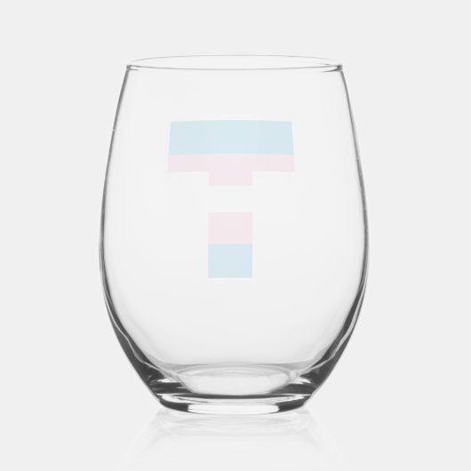 Trans Pride Capital naar Stemless Wine Glass Wijnglas Zonder Voet (Achterkant)