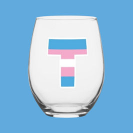 Trans Pride Capital naar Stemless Wine Glass Wijnglas Zonder Voet