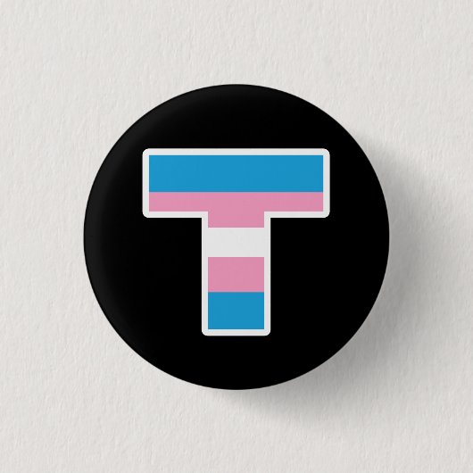 Trans Pride Capital T-Button Ronde Button 3,2 Cm (Voorkant)