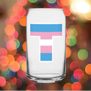 Trans Pride Capital T Can Glass Blikvorm Glas