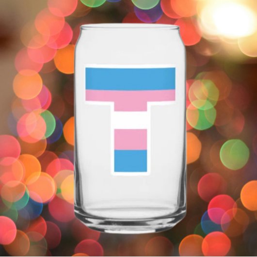 Trans Pride Capital T Can Glass Blikvorm Glas