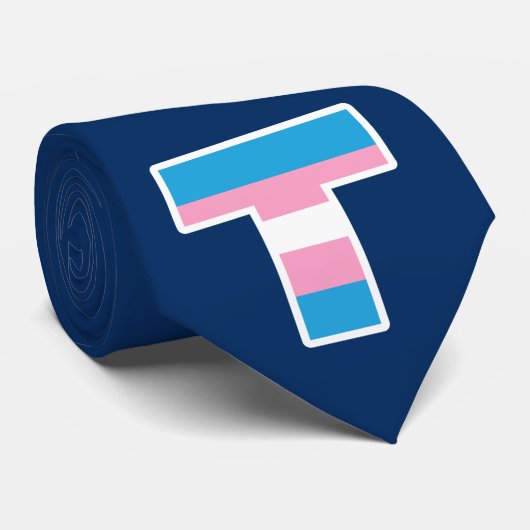 Trans Pride Capital T Necktie Stropdas (Opgerold)