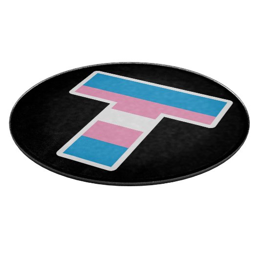 Trans Pride Capital T ronde glazen snijplank (Hoek)