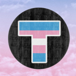 Trans Pride Capital T ronde glazen snijplank